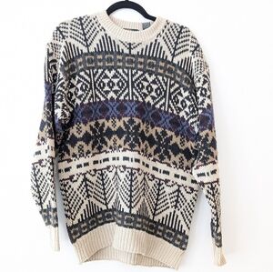 Stone Haven Hemp and Cotton Mens Fair Isle Knit sweater size M